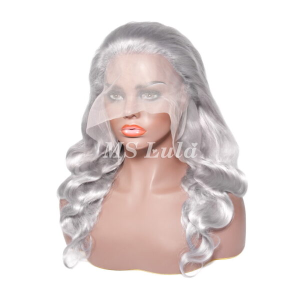 Ms Lula Silver Grey Body Wave Human Hair 13x4 Lace Front Wig - Image 3